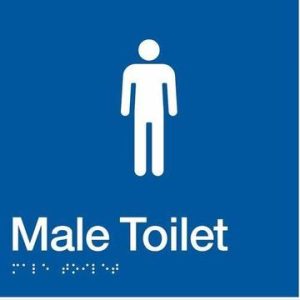 Male Toilet Braille Sign - Blue/Silver