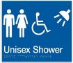 Unisex Shower Braille Sign - Blue/Silver