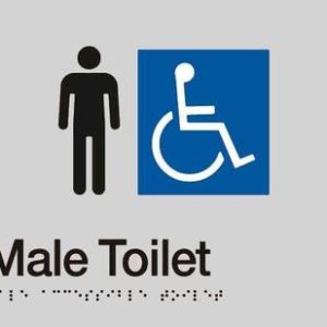 Male Toilet Braille Sign - Blue/Silver