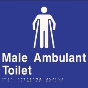 Male Ambulant Toilet Braille Sign - Blue/Silver