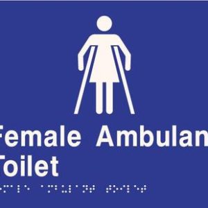 Female Ambulant Toilet Braille Sign - Blue/Silver
