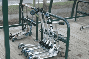 Surface mounted Scooter Rack with Scooters
