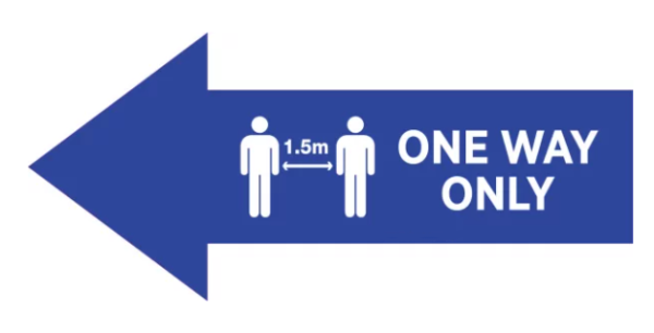 Blue Left Arrow – One Way Only Covid-19
