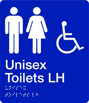 Braille – Unisex Accessible Toilet (Left Hand)