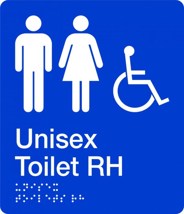 Braille – Unisex Accessible Toilet (Right Hand)