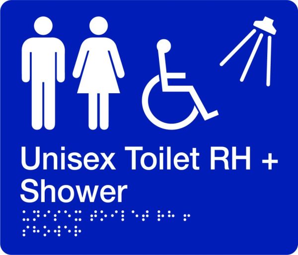 Braille – Unisex Accessible Toilet and Shower (Right Hand)