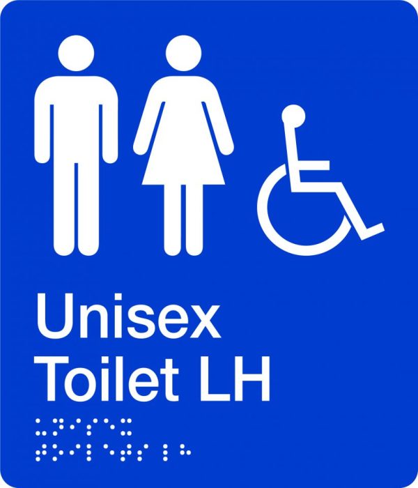 Braille – Unisex Accessible Toilets (Left Hand)