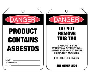 Card Tags Danger Product Contains Asbestos