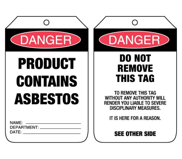 Card Tags Danger Product Contains Asbestos