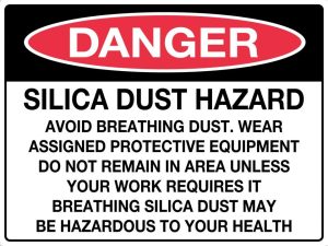 Danger Silica Dust Hazard Avoid Breathing etc Sign