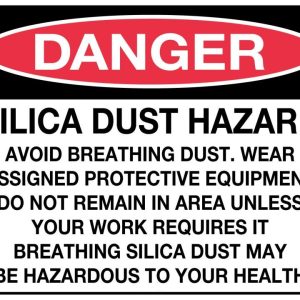 Danger Silica Dust Hazard Avoid Breathing etc Sign