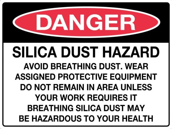 Danger Silica Dust Hazard Avoid Breathing etc Sign