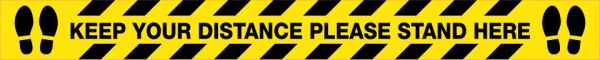 Keep Your Distance, Please Stand Here (Blk/Ylw with 1.5mtr picto) Covid-19