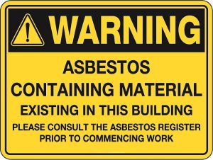 Warning Asbestos Existing in This Building Sign