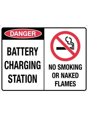 Danger Battery Charging Station / No Smoking or Naked Flames