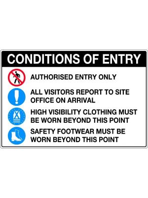 Conditions of Entry Authorised Entry Only (with pictos)