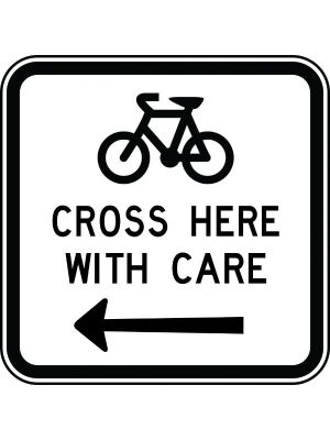 Bicycles Cross Here With Care (Left or Right)