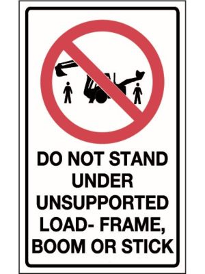 Do Not Stand Under Unsupported Load, Frame, Boom or Stick