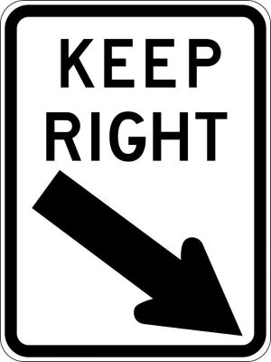 Keep Right (with arrow)