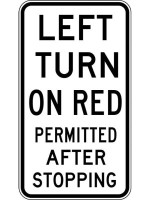 Left Turn On Red Permitted After Stopping