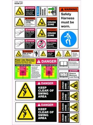 Machinery Sticker Sets â€“ Boom Lift (21 decals per sheet)