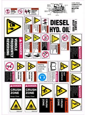 Machinery Sticker Sets â€“ Compactor (36 decals per sheet)