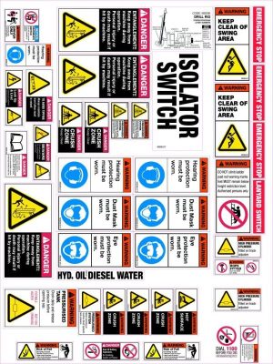 Machinery Sticker Sets â€“ Drill Rig (42 decals per sheet)