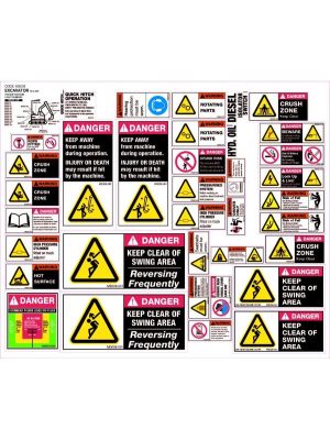 Machinery Sticker Sets â€“ Excavator 13 to 35T (37 decals per sheet)