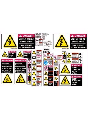 Machinery Sticker Sets â€“ Excavator 25T+ (35 decals per sheet)
