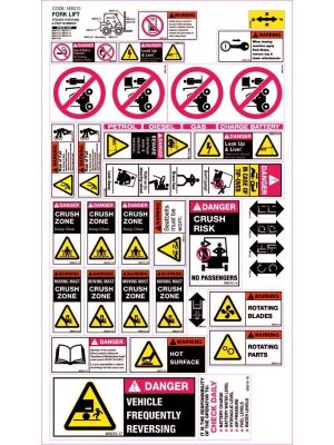 Machinery Sticker Sets â€“ Forklift (30 decals per sheet)