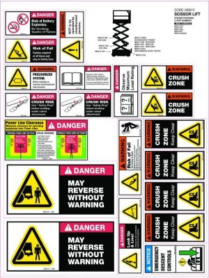 Machinery Sticker Sets â€“ Scissor Lift (20 decals per sheet)