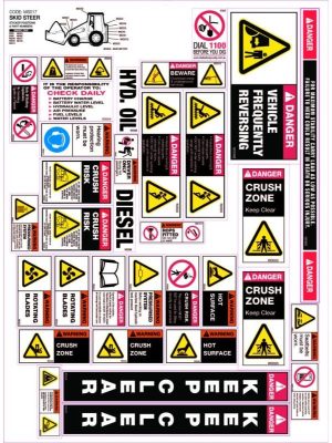 Machinery Sticker Sets â€“ Skid Steer (30 decals per sheet)