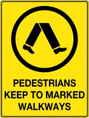 Pedestrians Keep To Marked Walkway
