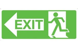 Running Man With Exit and Left Arrow