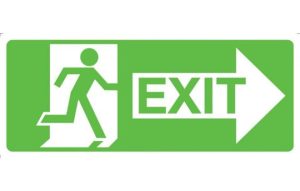Running Man With Exit and Right Arrow