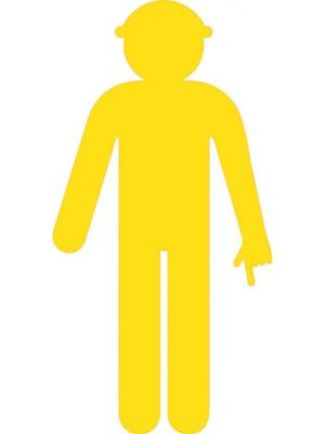 Yellow Cutout Safety Construction Worker [Pointing Down]