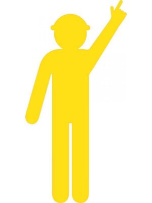 Yellow Cutout Safety Construction Worker [Pointing Up]